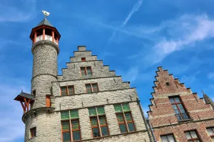 Architecture: Traditional architecture of buildings on the Vrijdagmarkt, Ghent, Belgium