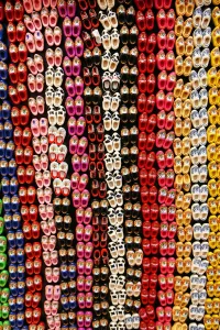 Netherlands: Traditional Dutch clogs souvenirs for tourists at the Flower Market in Amsterdam, Holland
