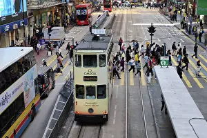 Prints of Traditional Hong Kong electric tram in Causeway Bay, Hong Kong, China Hong Kong Images: Traditional Hong Kong electric tram in Causeway Bay, Hong Kong, China