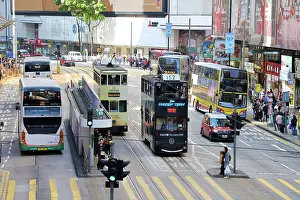 Prints of Traditional Hong Kong electric tram in Causeway Bay, Hong Kong, China Hong Kong Images: Traditional Hong Kong electric tram in Causeway Bay, Hong Kong, China