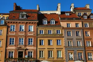 Warsaw: Traditional houses in the Old Town Market Place in Warsaw, Poland