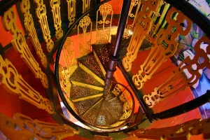 Stairs: Traditional ironwork spiral staircase in a restaurant in Malacca, Malaysia