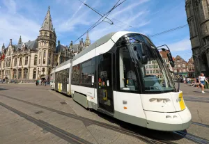 Belgium: Tram in the Gent Korenmarkt, Ghent, Belgium