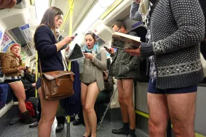 No Trousers Day (No Pants) on the London Underground, London, England