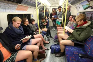 No Trousers Day (No Pants) on the London Underground, London, England