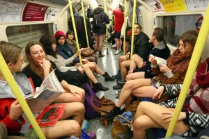 No Trousers Day (No Pants) on the London Underground, London, England