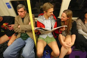 No Trousers Day (No Pants) on the London Underground, London, England