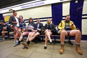 No Trousers Day (No Pants) on the London Underground, London, England