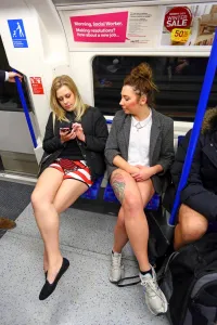 No Trousers Day (No Pants) on the London Underground, London, England