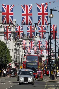 Celebrations: Union Jack Flags in Oxford Street, London