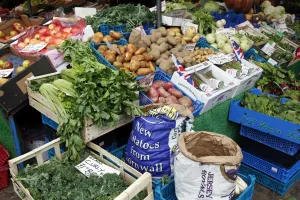 Fresh: Vegetables for sale on a market stall