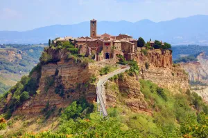 View of the hilltop village of Civita di Bagnoregio, Lazio, Italy