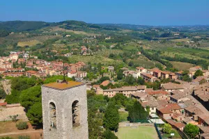 View from the Torre Grossa over the rooftops of San Gimignano and the Tuscan countryside