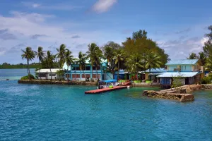 House: Waterfront houses in Koror, Koror Island, Republic of Palau, Micronesia, Pacific Ocean