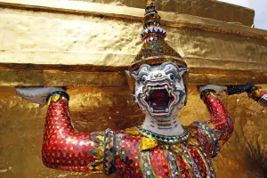 Emerald: Yaksha Demon Statue at the Grand Palace Complex, Wat Phra Kaew, Bangkok
