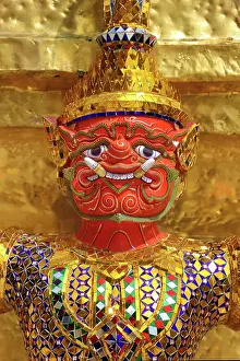 Statues: Yaksha Demon Statue at Wat Phra Kaew Temple complex Bangkok, Thailand